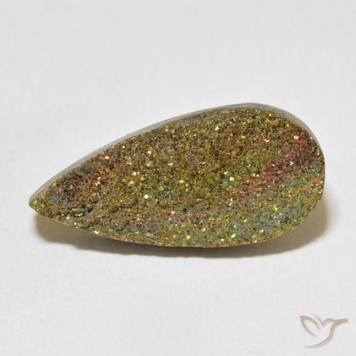 8.74ct 天然 マルチカラー レインボーパイライト, 洋梨の形, オペーク