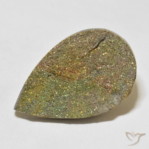 22.03ct 天然 マルチカラー レインボーパイライト, 洋梨の形, オペーク