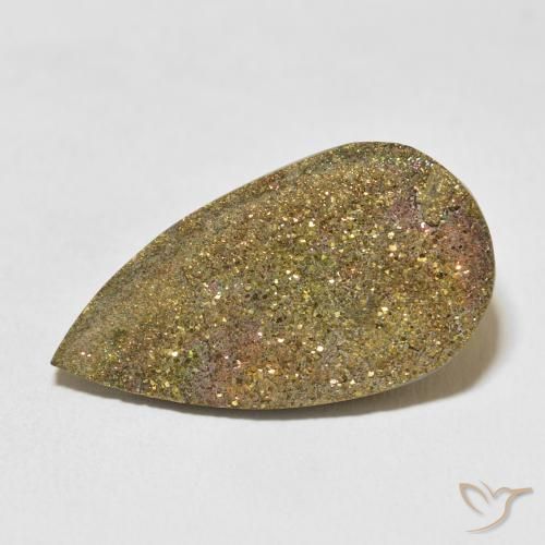 17.24ct 天然 マルチカラー レインボーパイライト, 洋梨の形, オペーク