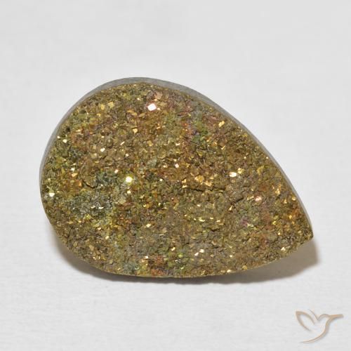 8.15ct 天然 マルチカラー レインボーパイライト, 洋梨の形, オペーク