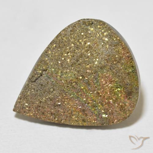 18.47ct 天然 マルチカラー レインボーパイライト, 洋梨の形, オペーク