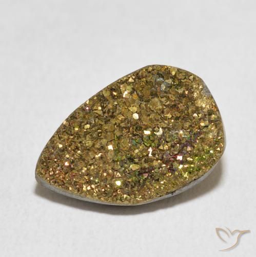 5.82ct 天然 マルチカラー レインボーパイライト, 洋梨の形, オペーク