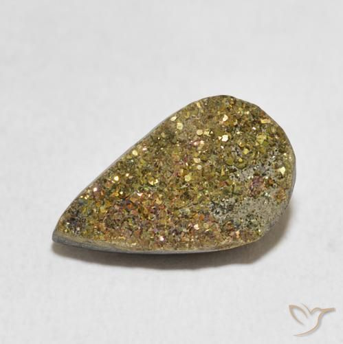 4.66ct 天然 マルチカラー レインボーパイライト, 洋梨の形, オペーク