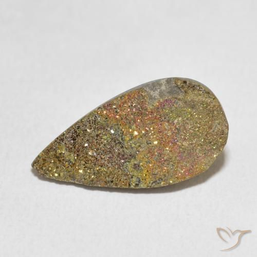 4.55ct 天然 マルチカラー レインボーパイライト, 洋梨の形, オペーク