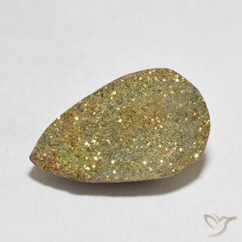 9.12ct 天然 マルチカラー レインボーパイライト, 洋梨の形, オペーク