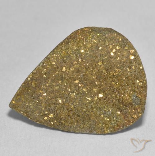 13.48ct 天然 マルチカラー レインボーパイライト, 洋梨の形, オペーク