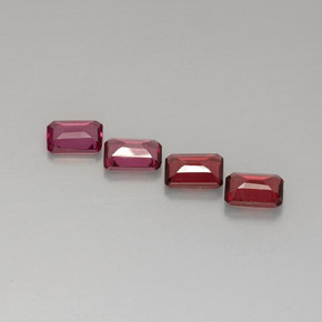 カラットの天然紫がかったピンクロードライトガーネット（6.1×4.1 mm・エメラルドカット）