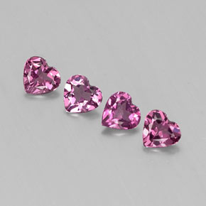 カラットの天然ピンクがかった紫ロードライトガーネット（4.9×4.7 mm・ハート型）