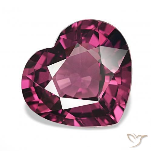 3.95カラットの天然ディープパープルロードライトガーネット、ハート型、VVS