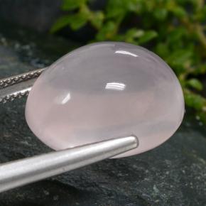 16.25カラットの天然非常に薄いローズピンクローズクォーツ（17.2×14 mm・オーバルカット）