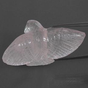 47.48カラットの天然非常に薄いローズピンクローズクォーツ（43.8×25.9 mm・ファンシーシェイプ）