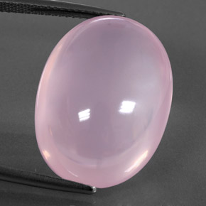 24.40カラットの天然薄いチェリーピンクローズクォーツ（21.9×16.3 mm・透明）