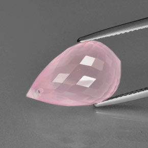 12.76カラットの天然ミディアムローズピンクローズクォーツ、ブリオレット、透明