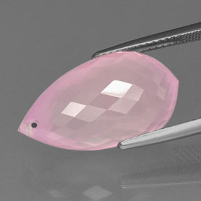 18.18カラットの天然ミディアムピンクローズクォーツ、ブリオレット、透明