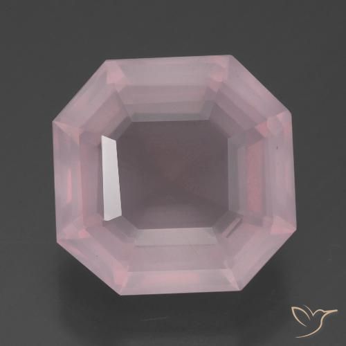 7.43ct 天然 ミディアムローズピンク ローズクォーツ, エメラルドカット, 透明