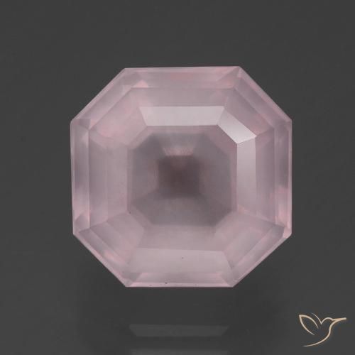 6.46ct 天然 バブルガムピンク ローズクォーツ, エメラルドカット, 透明