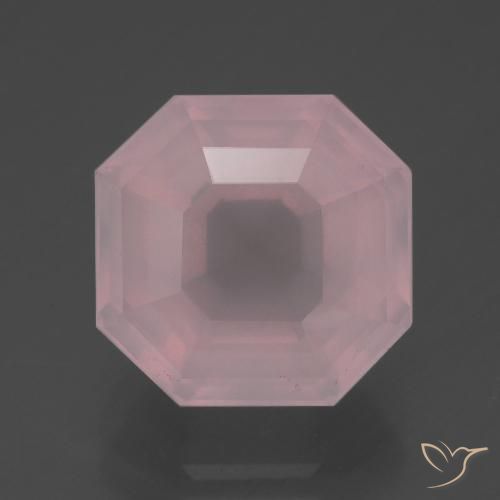 6.76ct 天然 ミディアムローズピンク ローズクォーツ, エメラルドカット, 透明