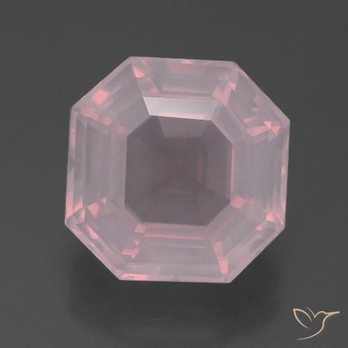 6.10ct 天然 ライトローズピンク ローズクォーツ, エメラルドカット, 透明