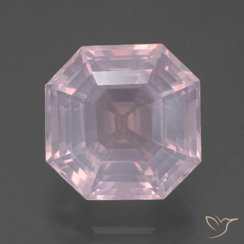 6.74ct 天然 ライトピンク ローズクォーツ, エメラルドカット, 透明