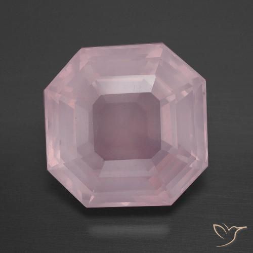 8.97ct 天然 ミディアムローズピンク ローズクォーツ, エメラルドカット, 透明