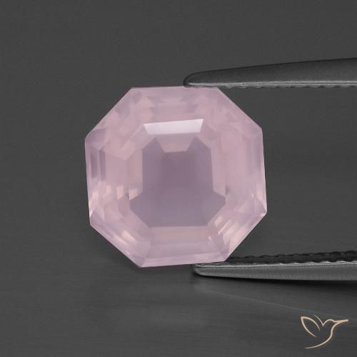 4.03ct 天然 バブルガムピンク ローズクォーツ, エメラルドカット, 透明