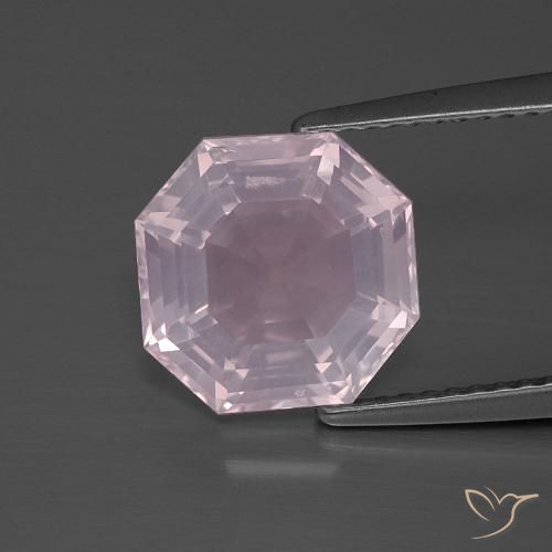 3.76ct 天然 ライトピンク ローズクォーツ, エメラルドカット, 透明