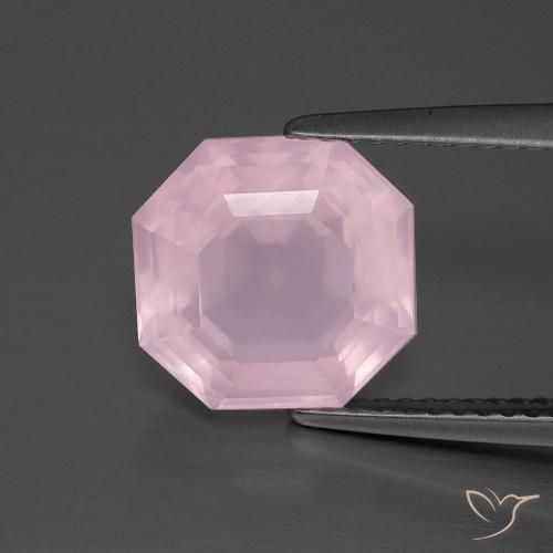 3.89ct 天然 ライトピンク ローズクォーツ, エメラルドカット, 透明
