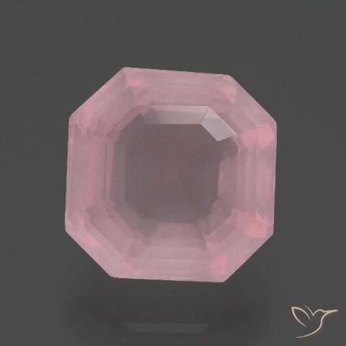 4.22ct 天然 ミディアムローズピンク ローズクォーツ, エメラルドカット, 透明