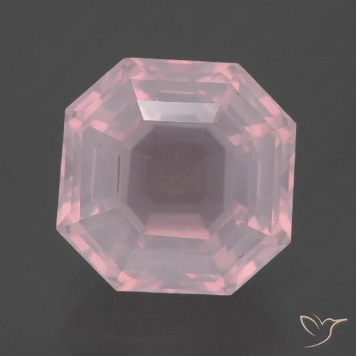 6.97ct 天然 ミディアムローズピンク ローズクォーツ, エメラルドカット, 透明