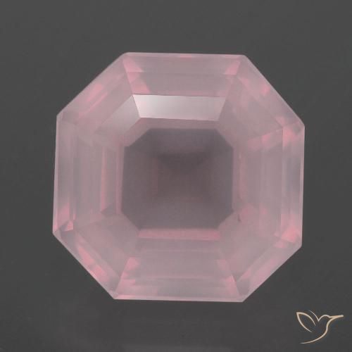 8.70ct 天然 ミディアムピンク ローズクォーツ, エメラルドカット, 透明