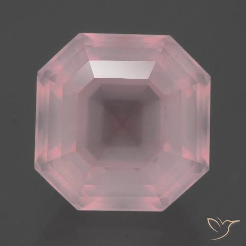 9.06ct 天然 ミディアムローズピンク ローズクォーツ, エメラルドカット, 透明