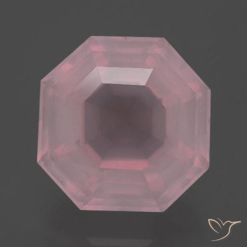 11.18ct 天然 ミディアムローズピンク ローズクォーツ, エメラルドカット, 透明