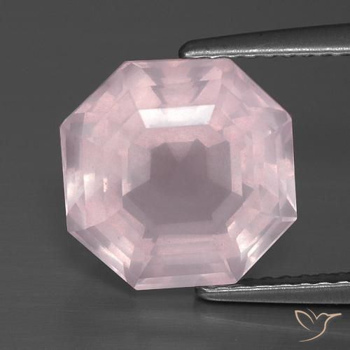 5.01ct 天然 ライトローズピンク ローズクォーツ, エメラルドカット, 透明