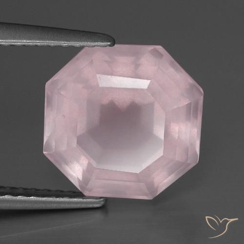 5.01ct 天然 ライトローズピンク ローズクォーツ, エメラルドカット, 透明