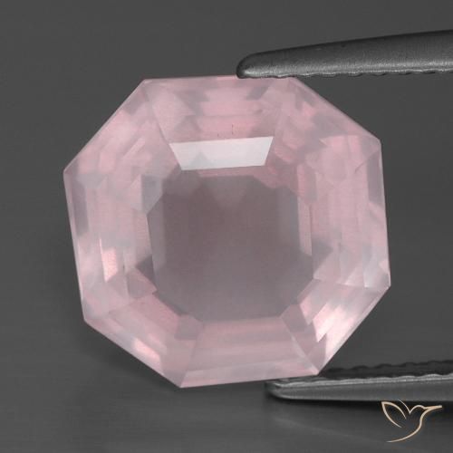 5.56ct 天然 ライトローズピンク ローズクォーツ, エメラルドカット, 透明