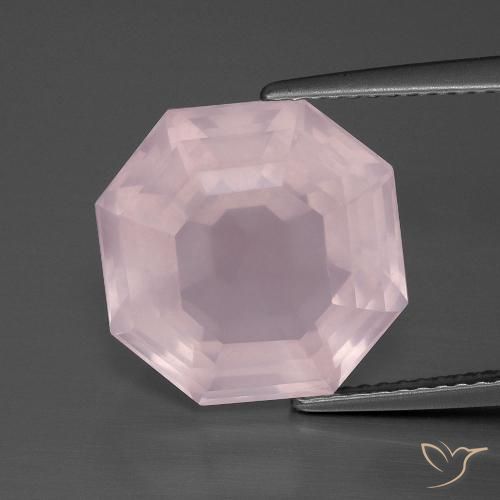 9.74ct 天然 ライトピンク ローズクォーツ, エメラルドカット, 透明