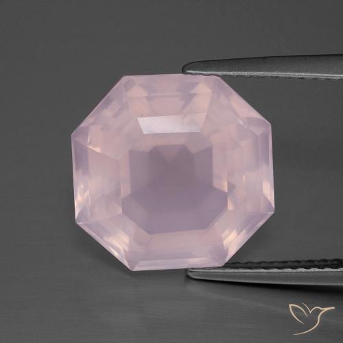 8.35ct 天然 バブルガムピンク ローズクォーツ, エメラルドカット, 透明