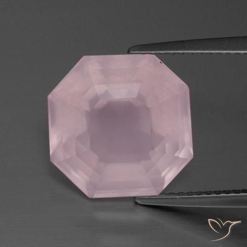 9.93ct 天然 ミディアムローズピンク ローズクォーツ, エメラルドカット, 透明
