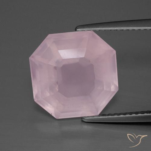 8.20ct 天然 ミディアムローズピンク ローズクォーツ, エメラルドカット, 透明
