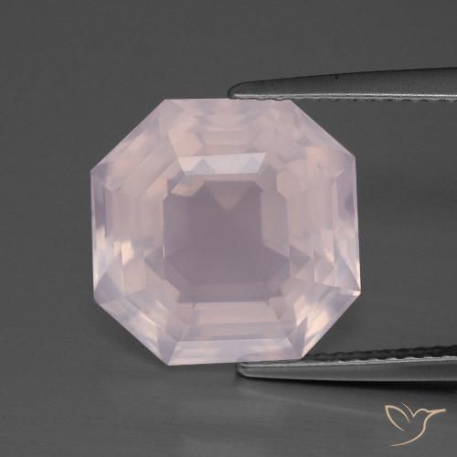 9.02ct 天然 ライトローズピンク ローズクォーツ, エメラルドカット, 透明