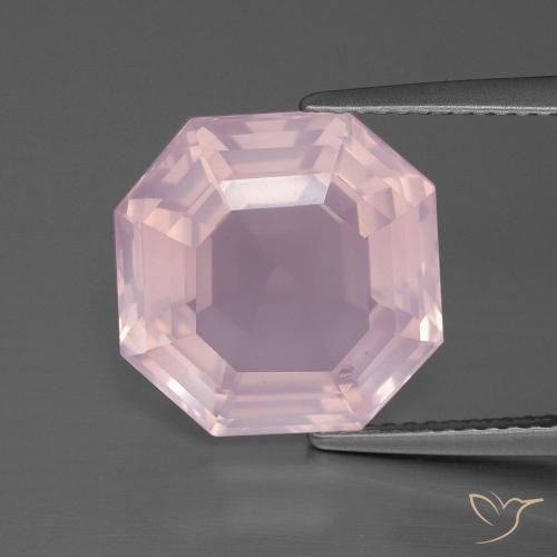 8.43ct 天然 ライトピンク ローズクォーツ, エメラルドカット, 透明