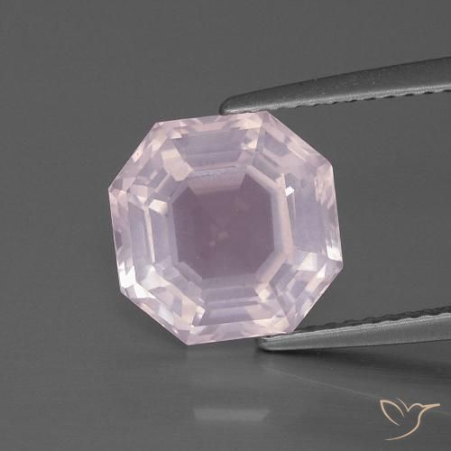 4.25ct 天然 ライトローズピンク ローズクォーツ, エメラルドカット, 透明