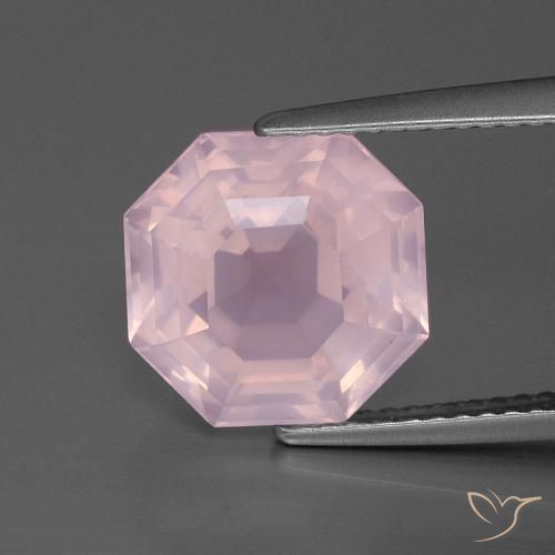 4.88ct 天然 ライトローズピンク ローズクォーツ, エメラルドカット, 透明