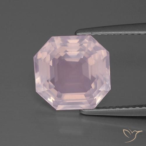 4.25ct 天然 ライトローズピンク ローズクォーツ, エメラルドカット, 透明