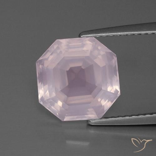 4.69ct 天然 ライトピンク ローズクォーツ, エメラルドカット, 透明