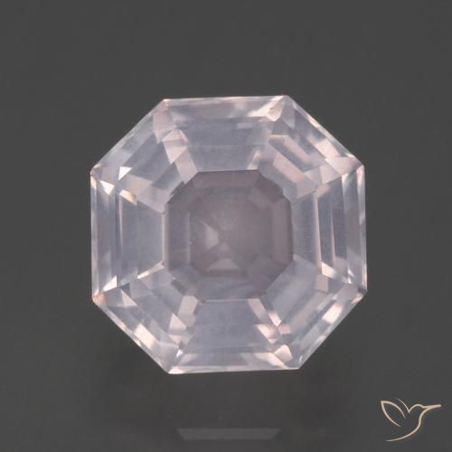 3.64ct 天然 非常に薄いピンク ローズクォーツ, エメラルドカット, 透明