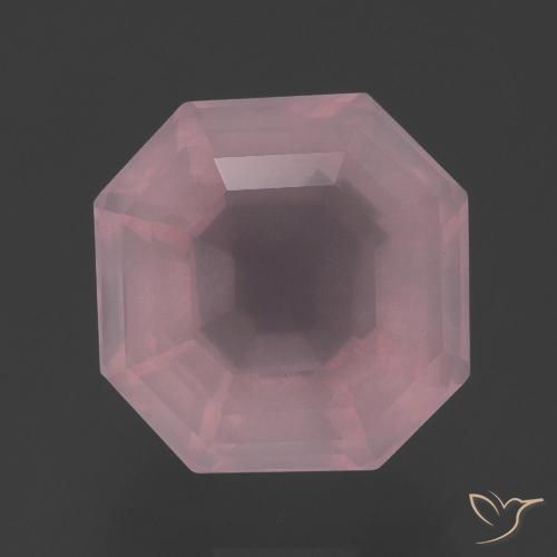 5.18ct 天然 ミディアムローズピンク ローズクォーツ, エメラルドカット, 透明