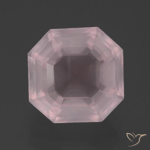 5.88ct 天然 ライトピンク ローズクォーツ, エメラルドカット, 透明
