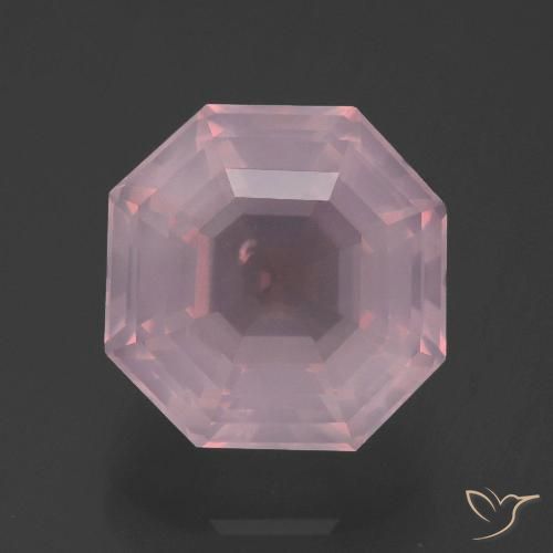 5.64ct 天然 ミディアムローズピンク ローズクォーツ, エメラルドカット, 透明