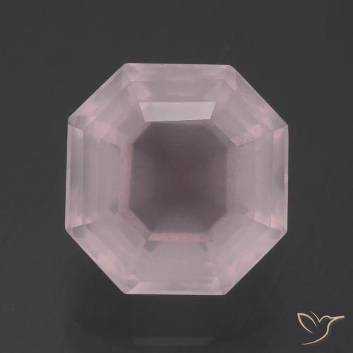 5.94ct 天然 ライトローズピンク ローズクォーツ, エメラルドカット, 透明